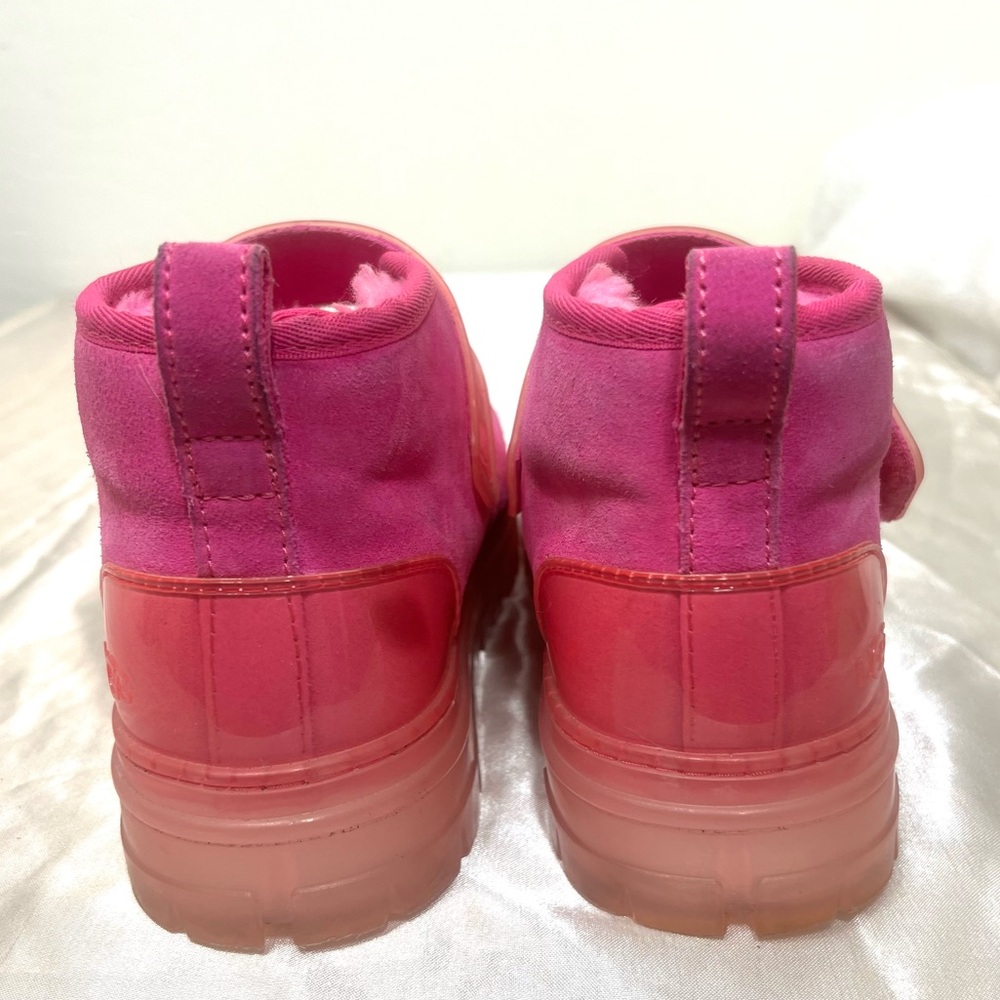UGG Neumel Clear Chukka Boot Hot Pink Suede Wool Shearling Lined Size 8 - Picture 6 of 16